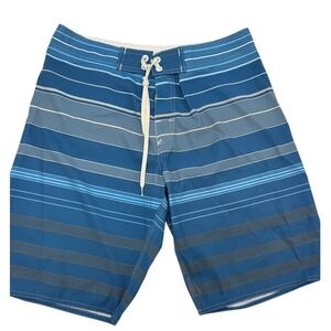 Zara Mens Blue Striped Board Shorts Swim Trunks Size Large‎ 32 Lace Up Surf